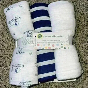 Little Me 3 Pack Swaddle Blankets